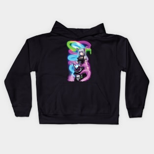 Anime Emo Girl with Neon Lights Kids Hoodie